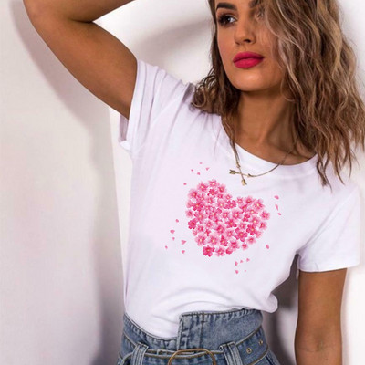 Naiste 2022. aasta moesärk Harajuku suvine T-särk paarile vabaaja koomiksite armastustrükiga lühikeste varrukatega T-särk