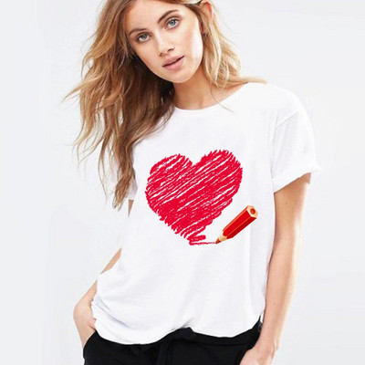 Naiste 2022. aasta moesärk Harajuku suvine T-särk paarile vabaaja koomiksite armastustrükiga lühikeste varrukatega T-särk