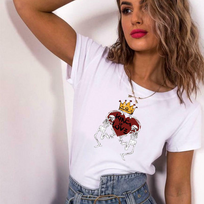 Naiste 2022. aasta moesärk Harajuku suvine T-särk paarile vabaaja koomiksite armastustrükiga lühikeste varrukatega T-särk