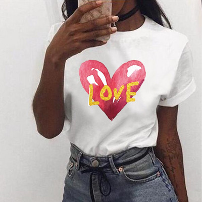 Naiste 2022. aasta moesärk Harajuku suvine T-särk paarile vabaaja koomiksite armastustrükiga lühikeste varrukatega T-särk