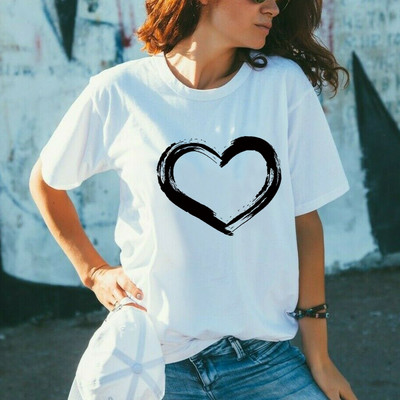 Naiste 2022. aasta moesärk Harajuku suvine T-särk paarile vabaaja koomiksite armastustrükiga lühikeste varrukatega T-särk