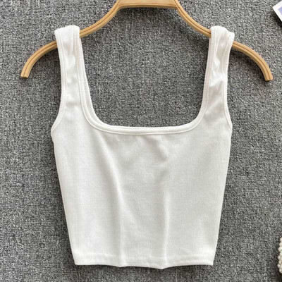 Потник Дамски секси топ без гръб Y2k топ Slim Fit Bottoming Blouse Solid Crop Top Sleeveless Camis Mujer