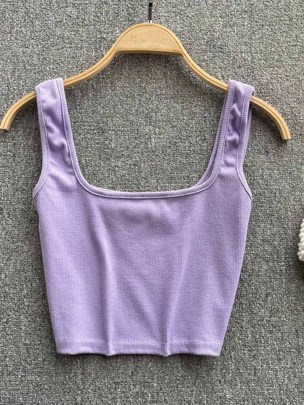 Naiste seljatugi seksikas Y2k ülaosa Slim Fit põhjaga pluus Solid Crop Top varrukateta Camis Mujer