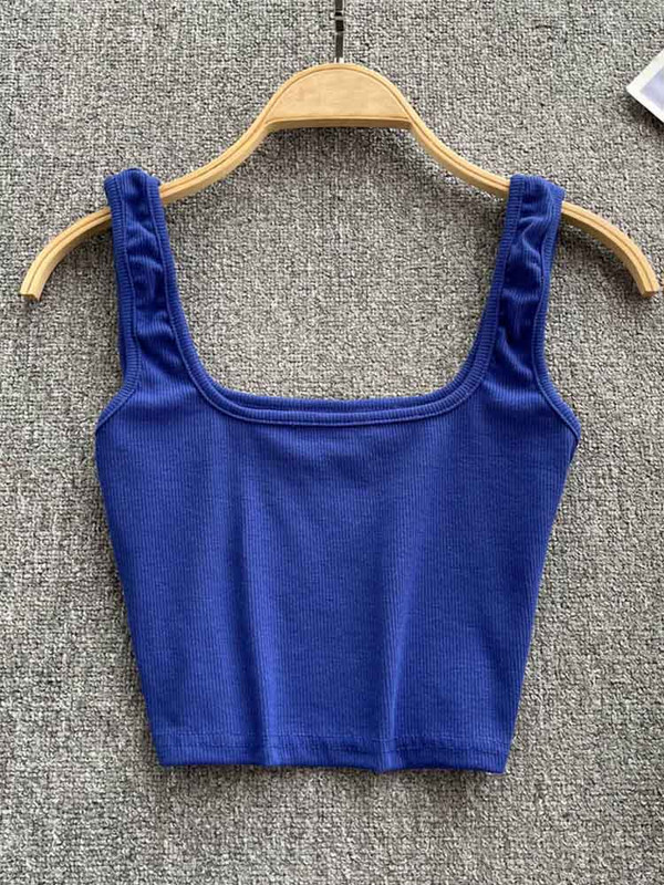 Naiste seljatugi seksikas Y2k ülaosa Slim Fit põhjaga pluus Solid Crop Top varrukateta Camis Mujer