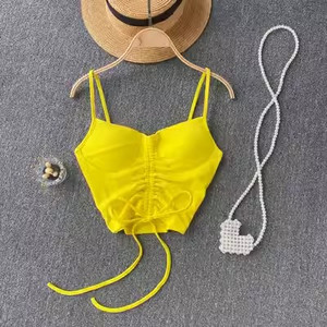 Camicete fără bretele în stil occidental pentru femei, ocazional de vară, în culori uni, Corset pentru femei Crop Tube Tops cu sutiene încorporate