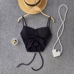 Camicete fără bretele în stil occidental pentru femei, ocazional de vară, în culori uni, Corset pentru femei Crop Tube Tops cu sutiene încorporate