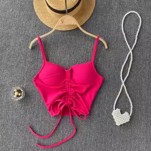 Camicete fără bretele în stil occidental pentru femei, ocazional de vară, în culori uni, Corset pentru femei Crop Tube Tops cu sutiene încorporate