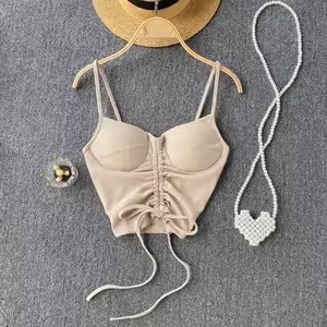 Camicete fără bretele în stil occidental pentru femei, ocazional de vară, în culori uni, Corset pentru femei Crop Tube Tops cu sutiene încorporate