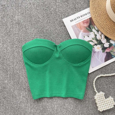 Camicete fără bretele în stil occidental pentru femei, ocazional de vară, în culori uni, Corset pentru femei Crop Tube Tops cu sutiene încorporate