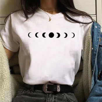 Μπλουζάκι Phases of The Moon Shapes of The Moon Astrology Space Cute Women\'s Eclipse Of Moon Διαστρική τροχιά χάρτης y2k Λευκά μπλουζάκια