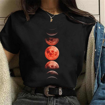 Μπλουζάκι Phases of The Moon Shapes of The Moon Astrology Space Cute Women\'s Eclipse Of Moon Διαστρική τροχιά χάρτης y2k Λευκά μπλουζάκια