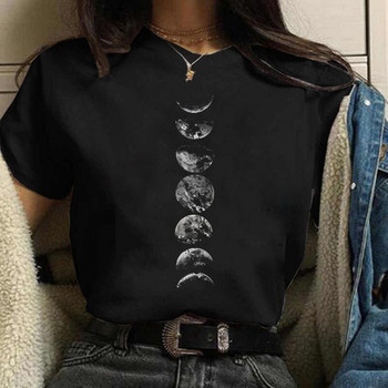 Μπλουζάκι Phases of The Moon Shapes of The Moon Astrology Space Cute Women\'s Eclipse Of Moon Διαστρική τροχιά χάρτης y2k Λευκά μπλουζάκια