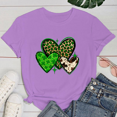 (Premium T-särk)Armsad Püha Patricku päeva armastustrükiga T-särgid Naiste lühikeste varrukatega naljakas ümara kaelusega T-särk vabaaja suvetopsid