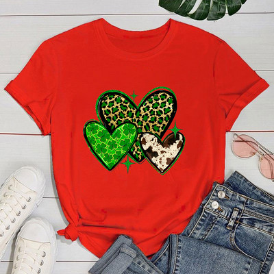 (Premium T-särk)Armsad Püha Patricku päeva armastustrükiga T-särgid Naiste lühikeste varrukatega naljakas ümara kaelusega T-särk vabaaja suvetopsid