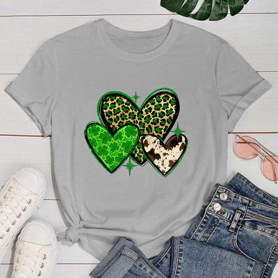 (Premium T-särk)Armsad Püha Patricku päeva armastustrükiga T-särgid Naiste lühikeste varrukatega naljakas ümara kaelusega T-särk vabaaja suvetopsid