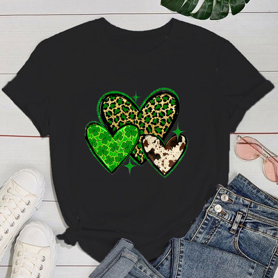 (Premium T-särk)Armsad Püha Patricku päeva armastustrükiga T-särgid Naiste lühikeste varrukatega naljakas ümara kaelusega T-särk vabaaja suvetopsid