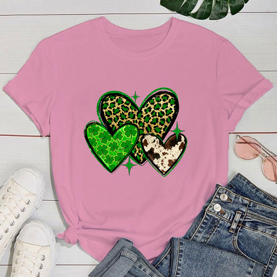 (Premium T-särk)Armsad Püha Patricku päeva armastustrükiga T-särgid Naiste lühikeste varrukatega naljakas ümara kaelusega T-särk vabaaja suvetopsid