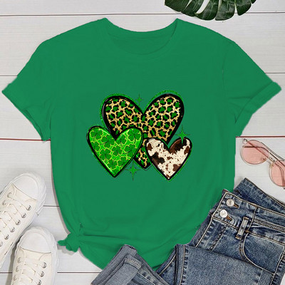 (Premium T-särk)Armsad Püha Patricku päeva armastustrükiga T-särgid Naiste lühikeste varrukatega naljakas ümara kaelusega T-särk vabaaja suvetopsid