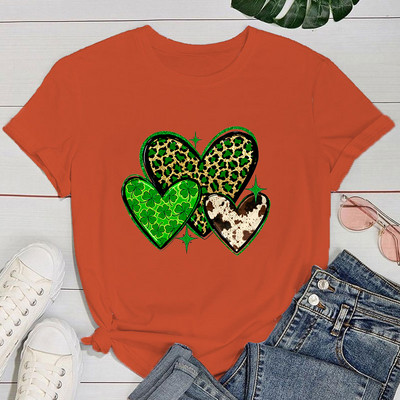 (Premium T-särk)Armsad Püha Patricku päeva armastustrükiga T-särgid Naiste lühikeste varrukatega naljakas ümara kaelusega T-särk vabaaja suvetopsid