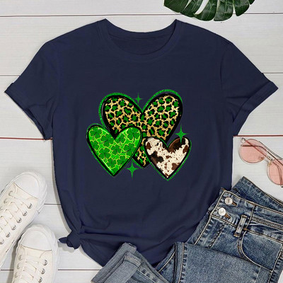 (Premium T-särk)Armsad Püha Patricku päeva armastustrükiga T-särgid Naiste lühikeste varrukatega naljakas ümara kaelusega T-särk vabaaja suvetopsid