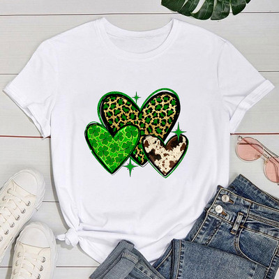 (Premium T-särk)Armsad Püha Patricku päeva armastustrükiga T-särgid Naiste lühikeste varrukatega naljakas ümara kaelusega T-särk vabaaja suvetopsid