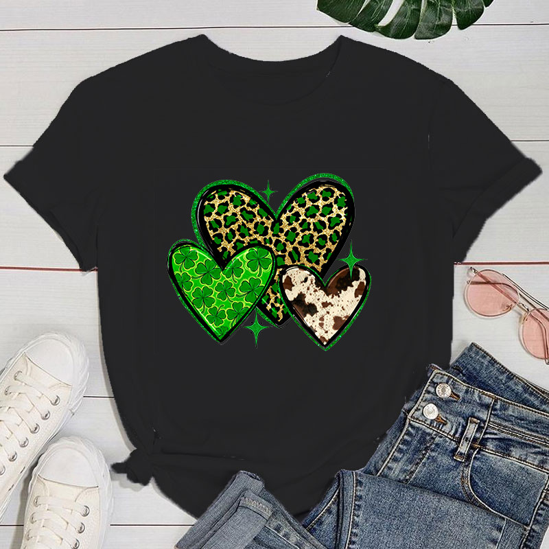 (Premium T-särk)Armsad Püha Patricku päeva armastustrükiga T-särgid Naiste lühikeste varrukatega naljakas ümara kaelusega T-särk vabaaja suvetopsid
