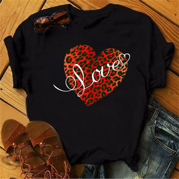 Maycaur New 90\'s Leopard Heart Print Γυναικεία μπλουζάκι Μόδα κοντομάνικο γυναικείο μπλουζάκι Harajuku γραφικά ρούχα Γυναικείο τοπ