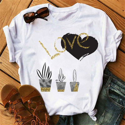 Maycaur Tricou pentru femei cu imprimeu cu inimă de leopard din anii '90 Tricou cu mânecă scurtă pentru femei Harajuku Îmbrăcăminte grafică Top pentru femei