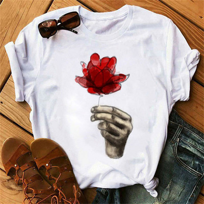 Maycaur Tricou pentru femei cu imprimeu cu inimă de leopard din anii '90 Tricou cu mânecă scurtă pentru femei Harajuku Îmbrăcăminte grafică Top pentru femei