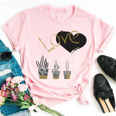 Maycaur Tricou pentru femei cu imprimeu cu inimă de leopard din anii '90 Tricou cu mânecă scurtă pentru femei Harajuku Îmbrăcăminte grafică Top pentru femei