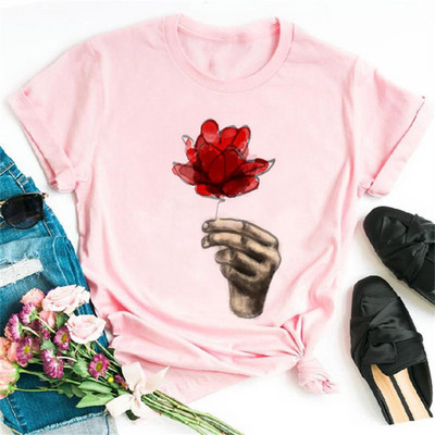 Maycaur Tricou pentru femei cu imprimeu cu inimă de leopard din anii '90 Tricou cu mânecă scurtă pentru femei Harajuku Îmbrăcăminte grafică Top pentru femei