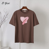 Blessyuki Kawaii südamega trükitud T-särgid, naiste 2023. aasta suvised vabad vintage puuvillased t-särgid Naiste lihtsad Harajuku paaritopsid