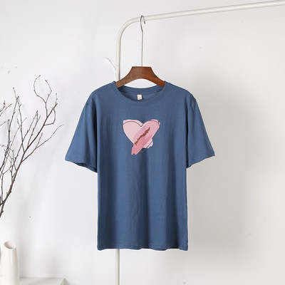 Blessyuki Kawaii südamega trükitud T-särgid, naiste 2023. aasta suvised vabad vintage puuvillased t-särgid Naiste lihtsad Harajuku paaritopsid