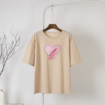 Blessyuki Kawaii südamega trükitud T-särgid, naiste 2023. aasta suvised vabad vintage puuvillased t-särgid Naiste lihtsad Harajuku paaritopsid