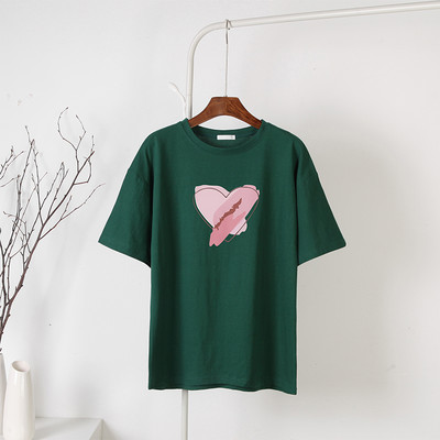 Blessyuki Kawaii südamega trükitud T-särgid, naiste 2023. aasta suvised vabad vintage puuvillased t-särgid Naiste lihtsad Harajuku paaritopsid