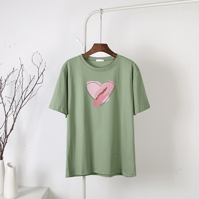 Blessyuki Kawaii südamega trükitud T-särgid, naiste 2023. aasta suvised vabad vintage puuvillased t-särgid Naiste lihtsad Harajuku paaritopsid