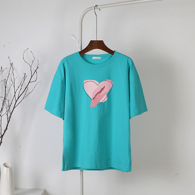 Blessyuki Kawaii südamega trükitud T-särgid, naiste 2023. aasta suvised vabad vintage puuvillased t-särgid Naiste lihtsad Harajuku paaritopsid