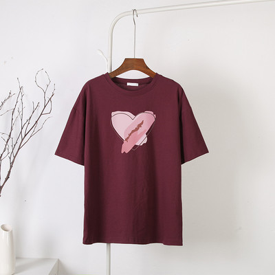 Blessyuki Kawaii südamega trükitud T-särgid, naiste 2023. aasta suvised vabad vintage puuvillased t-särgid Naiste lihtsad Harajuku paaritopsid