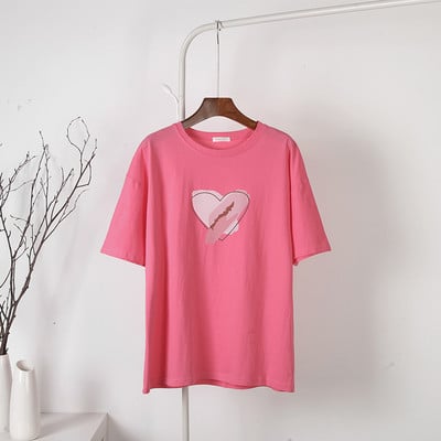 Blessyuki Kawaii südamega trükitud T-särgid, naiste 2023. aasta suvised vabad vintage puuvillased t-särgid Naiste lihtsad Harajuku paaritopsid