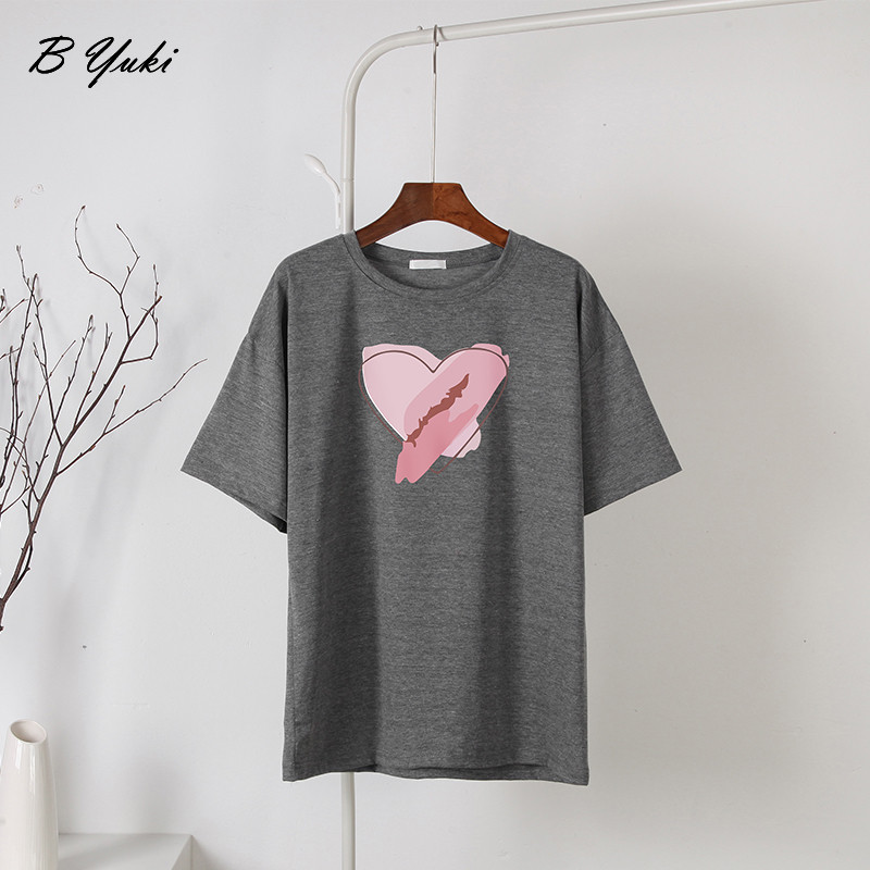 Blessyuki Kawaii südamega trükitud T-särgid, naiste 2023. aasta suvised vabad vintage puuvillased t-särgid Naiste lihtsad Harajuku paaritopsid