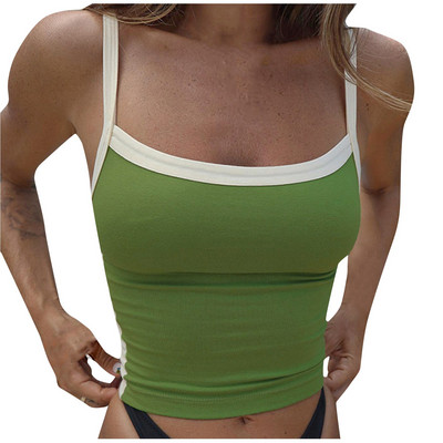 Naiste lahtise seljaga püksid, ühevärvilised Crop Sling Tankd top Lihtsad klassikalised õhukesed topid vabaaja tänava kuumade tüdrukute stiilis