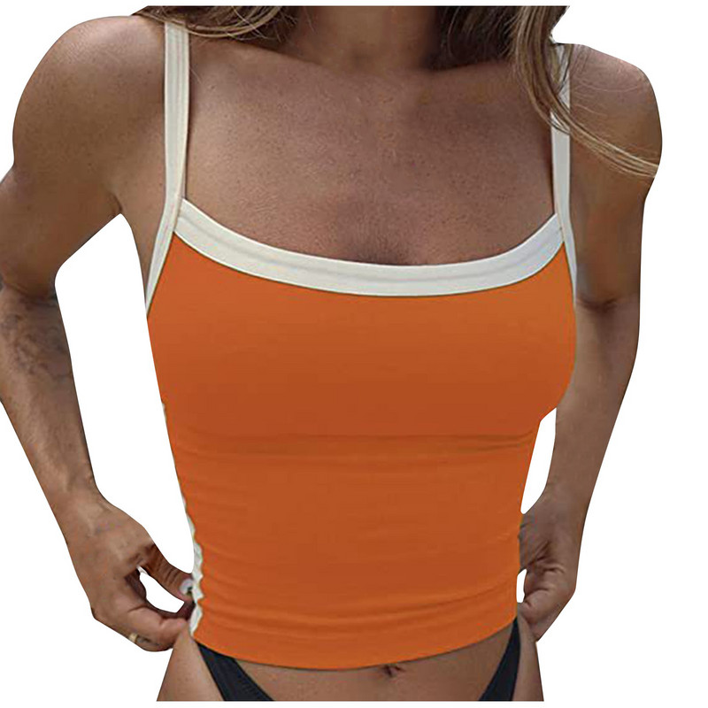 Naiste lahtise seljaga püksid, ühevärvilised Crop Sling Tankd top Lihtsad klassikalised õhukesed topid vabaaja tänava kuumade tüdrukute stiilis