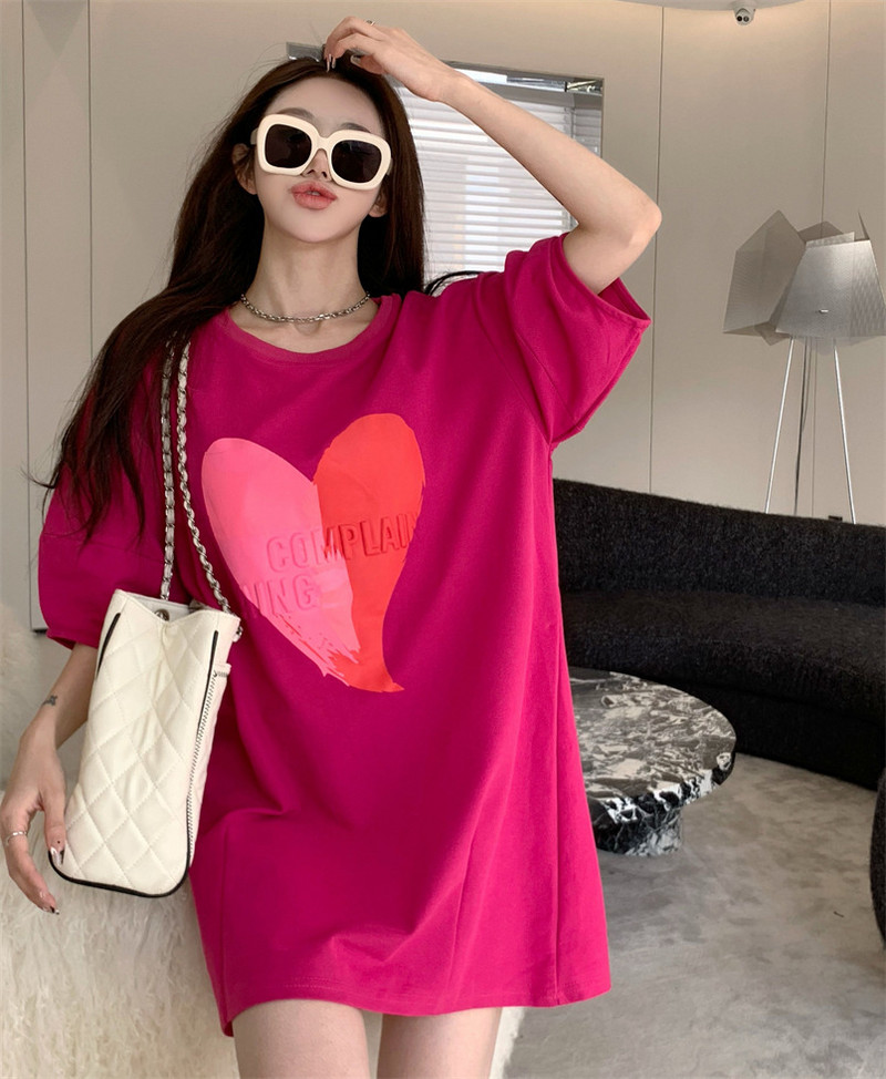 Love heart Tricou casual Cămașă pentru femei cu mânecă scurtă Cămașă lungă lejeră Topuri pentru femei Tricou fierbinte Vară Tricouri din bumbac S-XXL