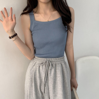Proljeće 2023. Ženske kratke majice Ležerne majice bez rukava na remenčiće Slatke ležerne majice Obične korejske majice bez rukava.
