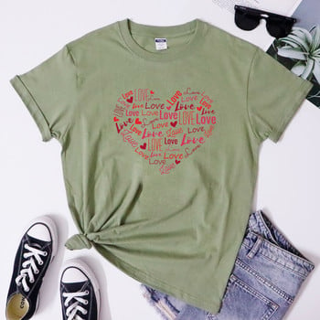 Ρομαντικό T-shirt Valentine Love Heart Vintage Femme Δώρο για την Ημέρα του Αγίου Βαλεντίνου Πουκάμισο μόδας Γυναικεία Spread Love Motivational Tshirt