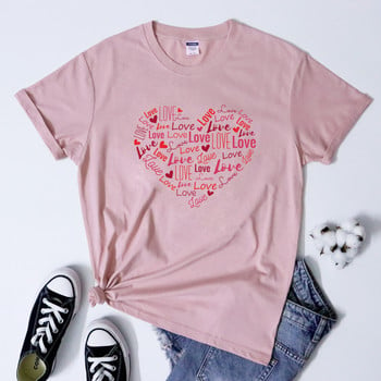 Ρομαντικό T-shirt Valentine Love Heart Vintage Femme Δώρο για την Ημέρα του Αγίου Βαλεντίνου Πουκάμισο μόδας Γυναικεία Spread Love Motivational Tshirt