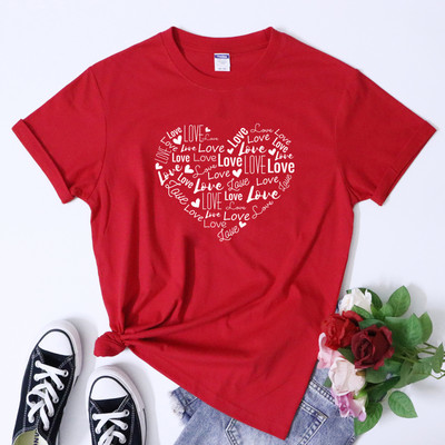 Ρομαντικό T-shirt Valentine Love Heart Vintage Femme Δώρο για την Ημέρα του Αγίου Βαλεντίνου Πουκάμισο μόδας Γυναικεία Spread Love Motivational Tshirt