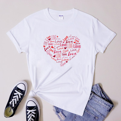 Ρομαντικό T-shirt Valentine Love Heart Vintage Femme Δώρο για την Ημέρα του Αγίου Βαλεντίνου Πουκάμισο μόδας Γυναικεία Spread Love Motivational Tshirt