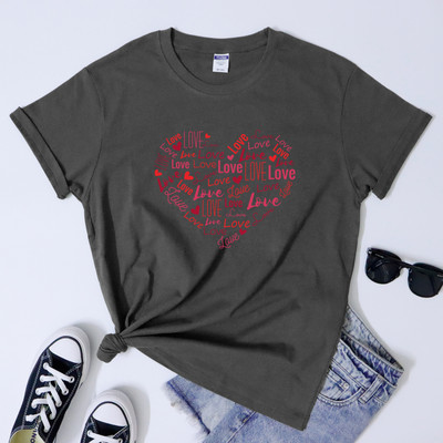 Ρομαντικό T-shirt Valentine Love Heart Vintage Femme Δώρο για την Ημέρα του Αγίου Βαλεντίνου Πουκάμισο μόδας Γυναικεία Spread Love Motivational Tshirt