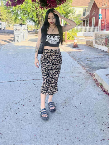 Γοτθικό Punk Skull Letter Γραφικό Crop Top Γυναικείο Y2K Vintage Grunge Καλοκαιρινό Μαύρο χαριτωμένο Crop Top Κορσέ Κορσέ Ρούχα